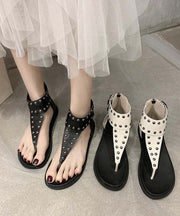 Soft Genuine Leather Sandals Black Rivet Flip Flops Sandals