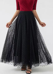 Style Black Wrinkled Exra Large Hem Tulle Skirts Spring