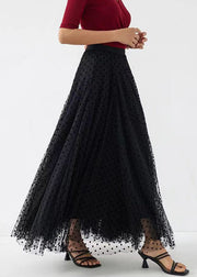 Style Black Wrinkled Exra Large Hem Tulle Skirts Spring