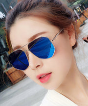 Style Blue Round Face Polarized Anti UV Sunglasses For Women