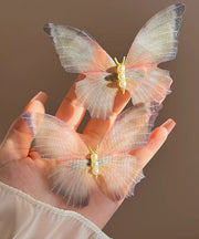 Style Blue Sterling Silver Overgild Pearl Tulle Butterfly Hairpin