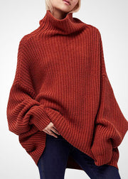 Style Caramel Turtle Neck Oversized Wool Knit Sweater Tops Winter