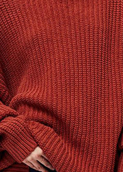 Style Caramel Turtle Neck Oversized Wool Knit Sweater Tops Winter