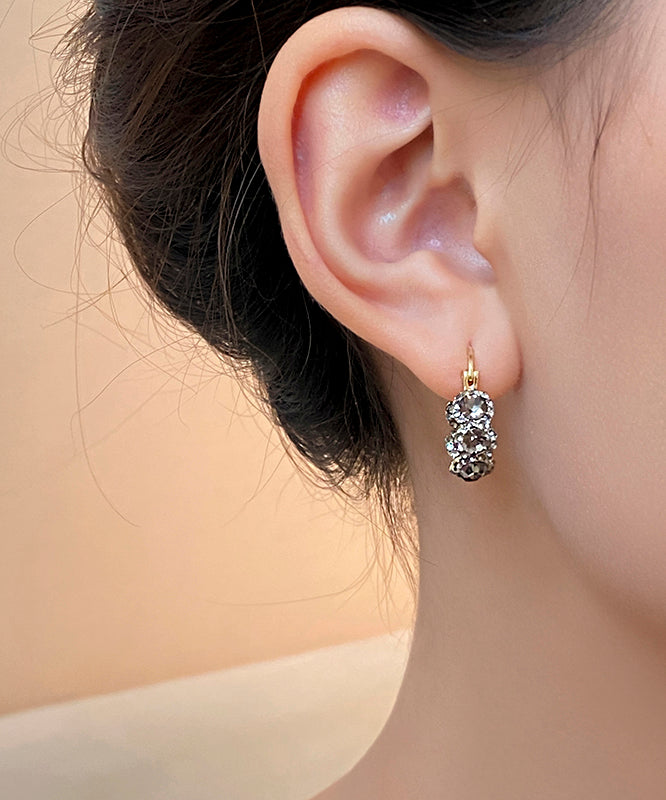 Style Coffee Copper Alloy Zircon Hoop Earrings