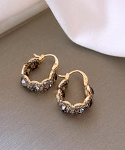 Style Coffee Copper Alloy Zircon Hoop Earrings