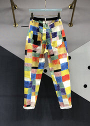 Style DropSum Colours Pockets Patchwork Denim Pants Autumn