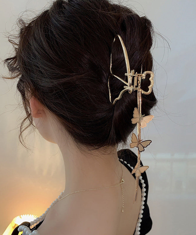 Style Gold Alloy Butterfly Hollow Out Tassel Hairpin