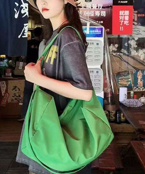 Style Green Zippered Patchwork Oversize Nylon Messenger Bag