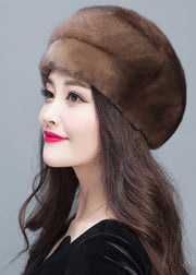 Style Grey Warm Mink Hair Knitted Beret Hat