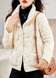 Style Khaki Tasseled Pockets Patchwork Fine Cotton Filled Coat Winter