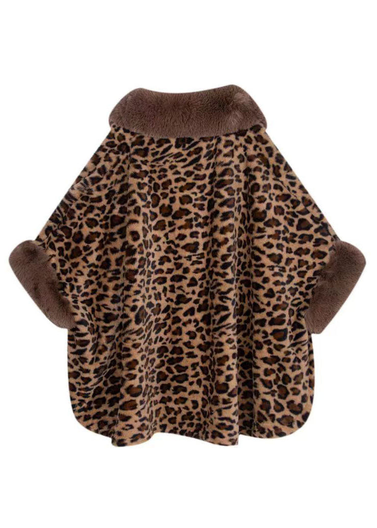 Style Leopard Peter Pan Collar Patchwork Mink Velvet Coats Winter