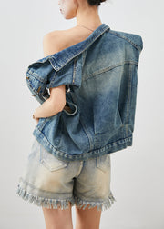 Style Navy Oversized Denim Vests Fall