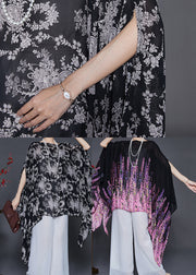 Style Rose Asymmetrical Print Chiffon Shirt Top Summer