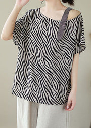 Style Striped Off The Shoulder Patchwork Chiffon T Shirt Top Summer