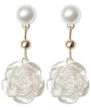 Style White Alloy Pearl Floral Drop Earrings