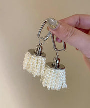 Style White Sterling Silver Alloy Pearl Tassel Drop Earrings