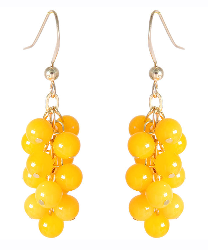 Style Yellow 14K Gold Chalcedony Grape Drop Earrings