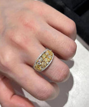 Style Yellow Copper Overgild Zircon Rings