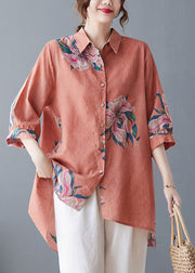 Style Yellow Oversized Print Cotton Shirt Top Half Sleeve