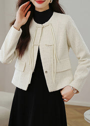 Stylish Apricot O Neck Chinese Button Cotton Coats Fall