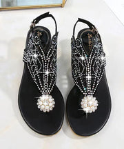 Stylish Apricot Zircon Splicing Hollow Out Chunky Sandals