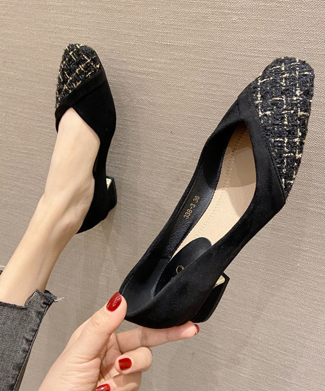 Stylish Black Flat Shoes For Women Splicing Flat Feet Shoes