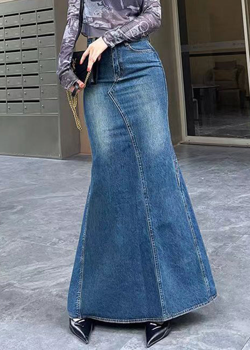 Stylish Black Original Design High Waist Denim Skirt Fall