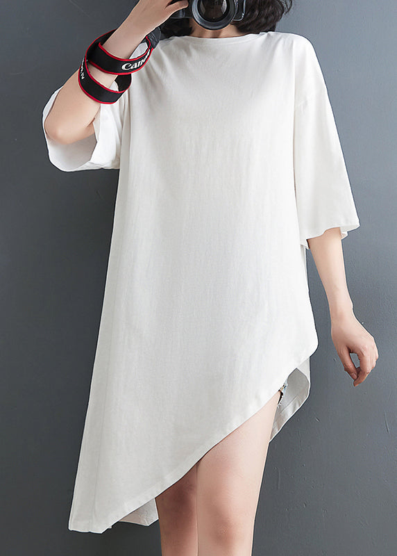 Stylish Black Oversized Asymmetrical Design Cotton Shirt Tops Summer