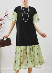 Stylish Black Oversized Patchwork Organza Maxi Dresses Summer