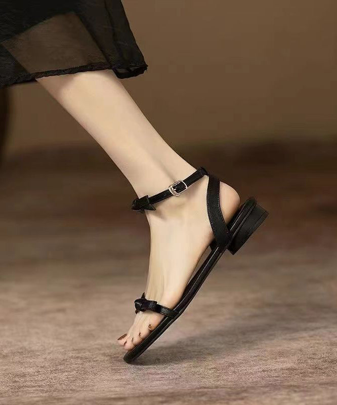 Stylish Black Splicing Bow Buckle Strap Peep Toe Sandals