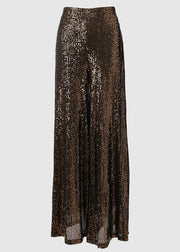 Stylish Brown Sequins High Waist Wide Leg Pants Summer