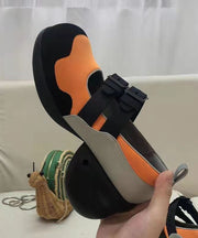 Stylish Colorblock Faux Leather Buckle Strap Chunky Ballet High Heels Shoes