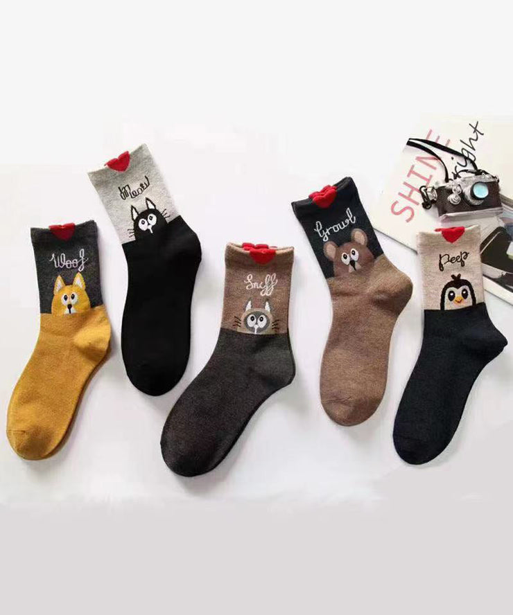 Stylish Cute Animal Print Cotton Mid Calf Socks