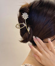 Stylish Gold Alloy Zircon Cymophane Chrysanthemum Hairpin