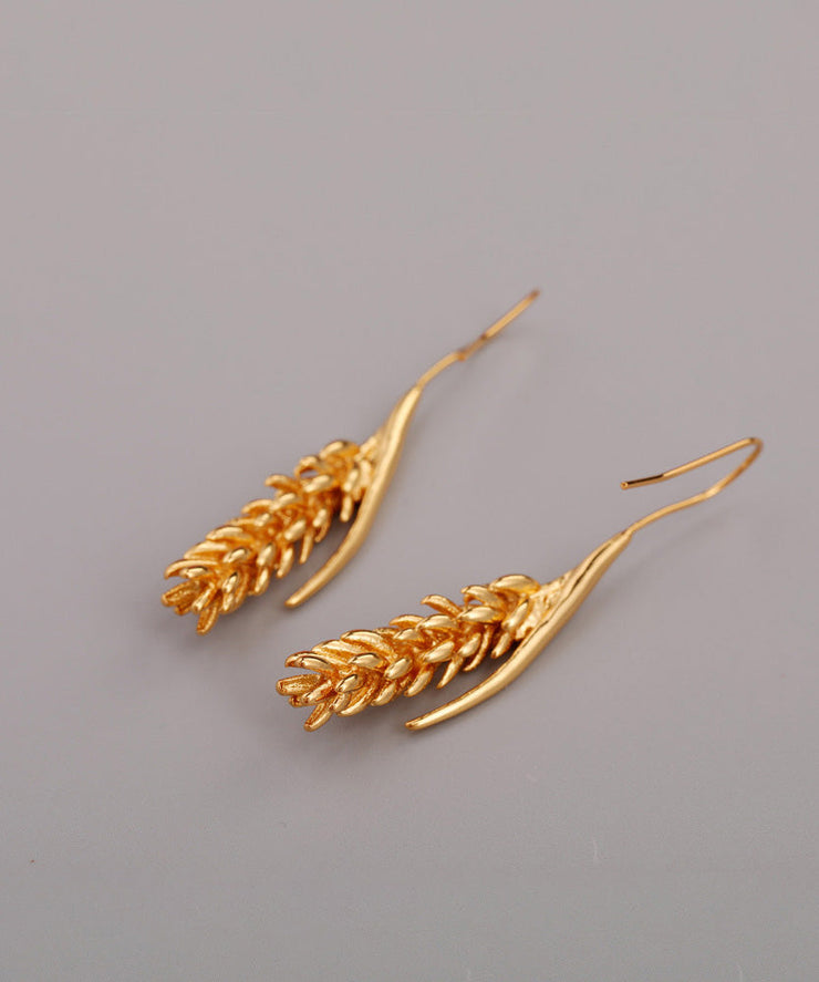 Stylish Gold Copper Overgild Ear Of Wheat Drop Earrings