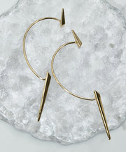 Stylish Gold Metal Rivet Hoop Earrings