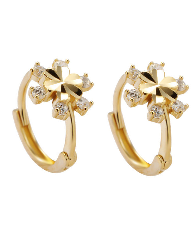 Stylish Gold Silver Overgild Inlaid Zircon Hoop Earrings