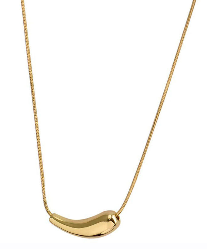 Stylish Gold Stainless Steel Overgild Eggplant Locket Necklace