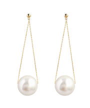 Stylish Gold Sterling Silver Overgild Pearl Draping Drop Earrings