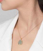 Stylish Gold Sterling Silver Overgild Zircon Jade Maitreya Pendant Necklace