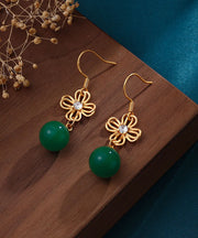 Stylish Green Hollow Out Jade Drop Earrings