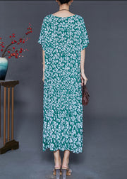 Stylish Green Oversized Print Cotton Dress Summer