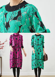 Stylish Green Print Give Scarf Knit Vacation Dresses Fall