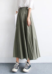 Stylish Green Wrinkled Patchwork Exra Large Hem Cotton Skirts Summer