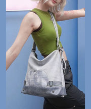 Stylish Grey Faux Leather Versatile Satchel Bag Handbag