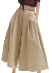 Stylish Khaki High Waist Pockets Cotton Pants Skirt Summer