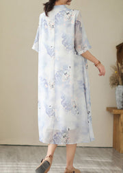 Stylish Light Purple Button Long Dress Summer