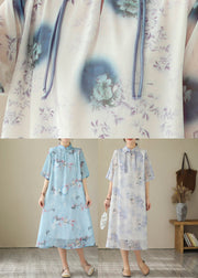 Stylish Light Purple Button Long Dress Summer