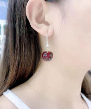 Stylish Mulberry Sterling Silver Crystal Zircon Cherry Drop Earrings