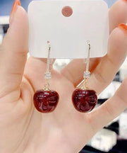 Stylish Mulberry Sterling Silver Crystal Zircon Cherry Drop Earrings